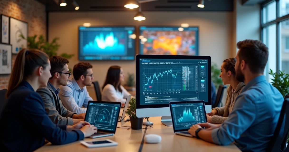 Equipe em empresa participando de microlearning 