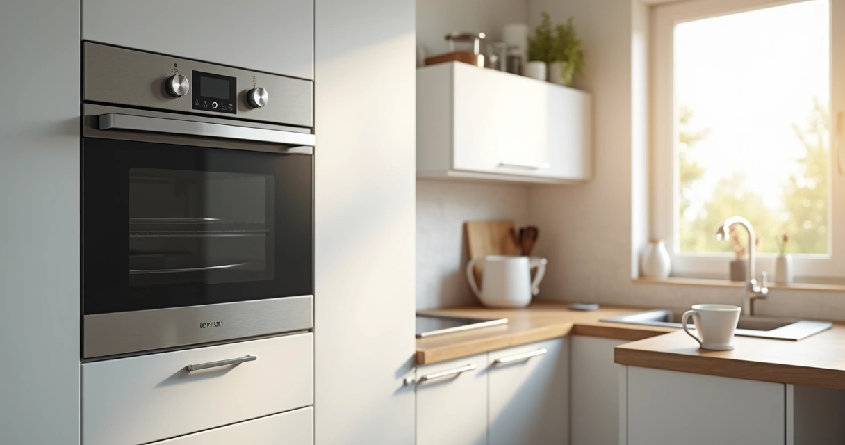 Micro-ondas instalado em uma cozinha moderna 