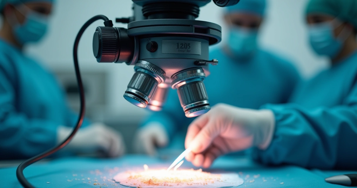 Microscópio cirúrgico detalhes usados na reversão de vasectomia