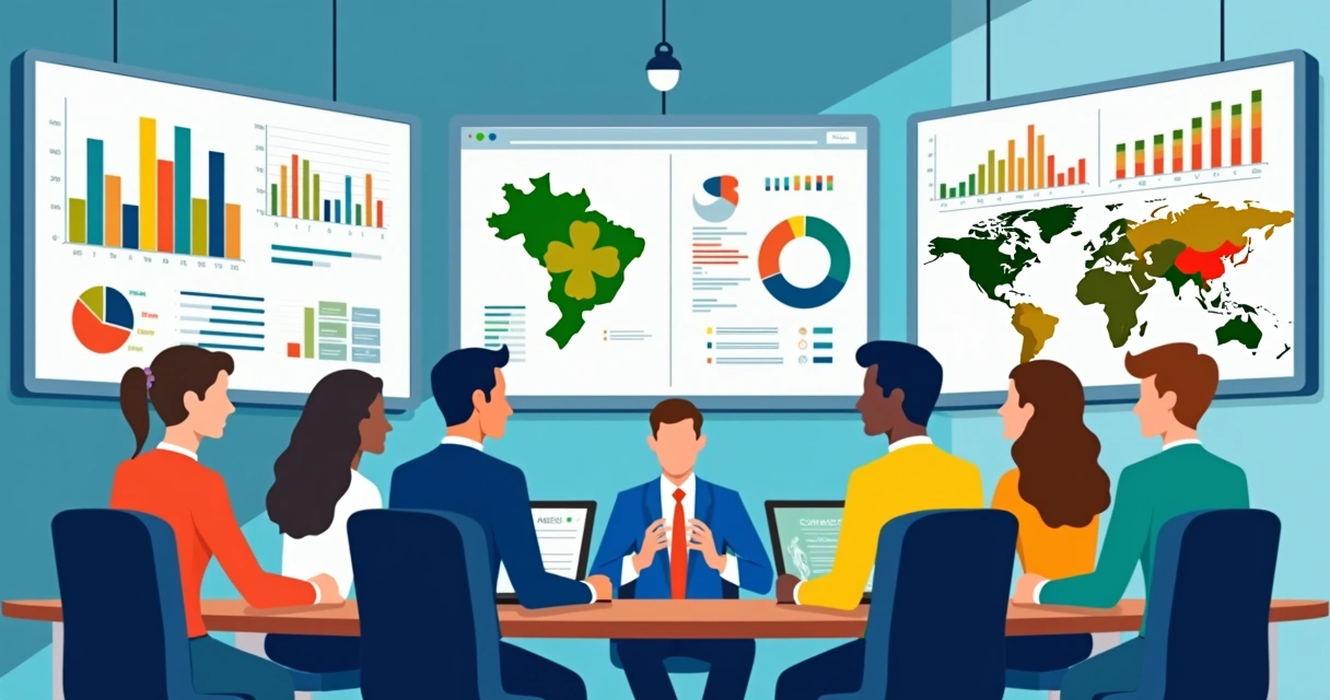 Equipe analisando gráficos de microsegmentação de eleitores em uma campanha política digital, com telas mostrando mapas de calor e grupos de pessoas em destaque