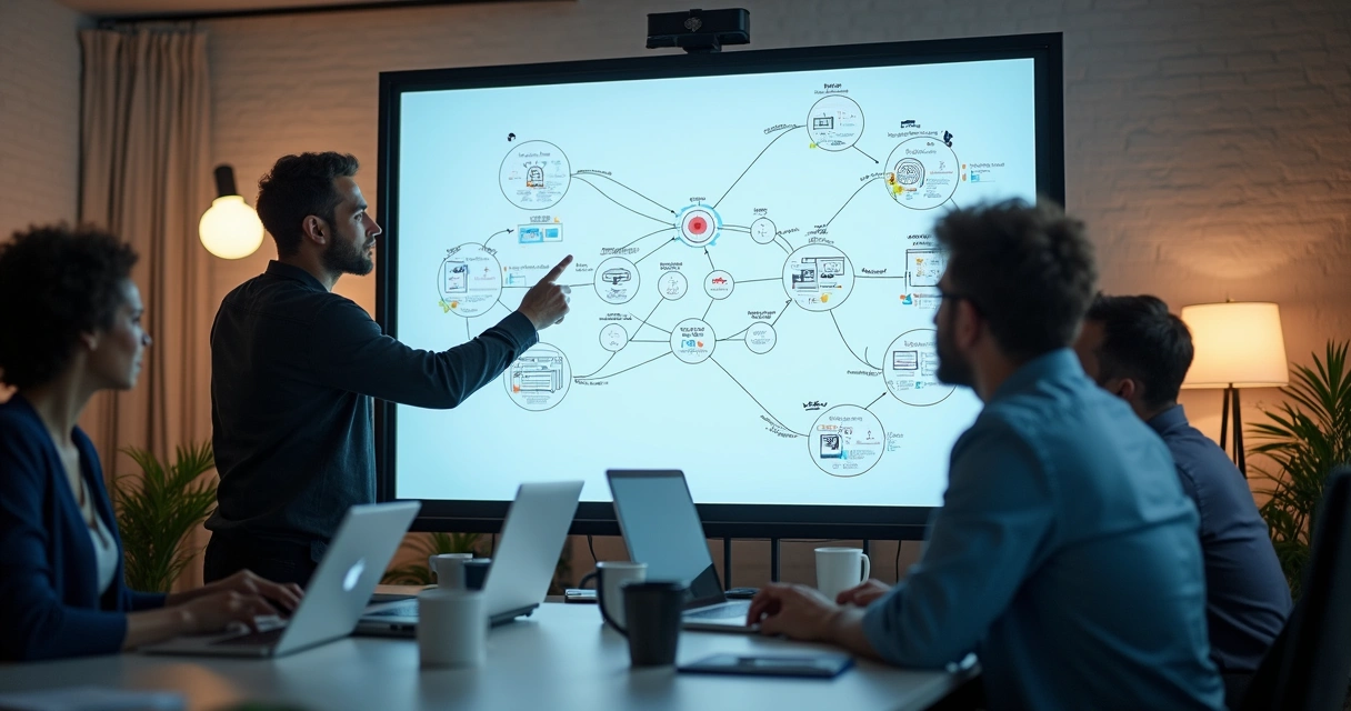 Microservices architecture on digital whiteboard