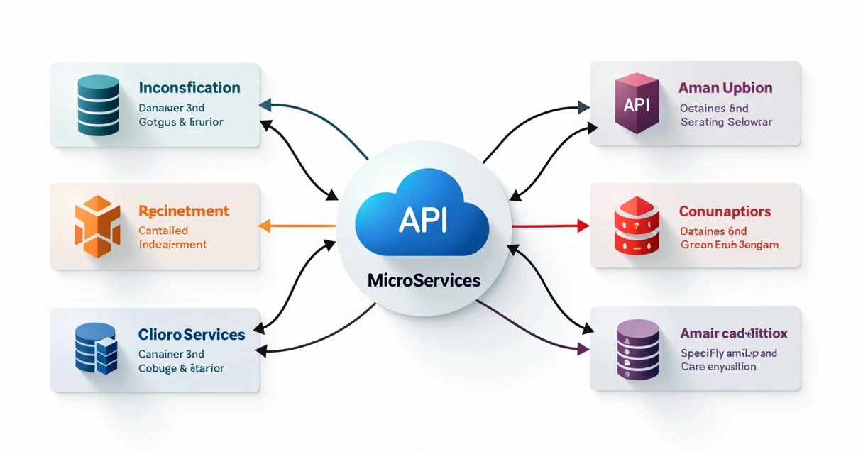 Microservices architecture diagram with services connected 