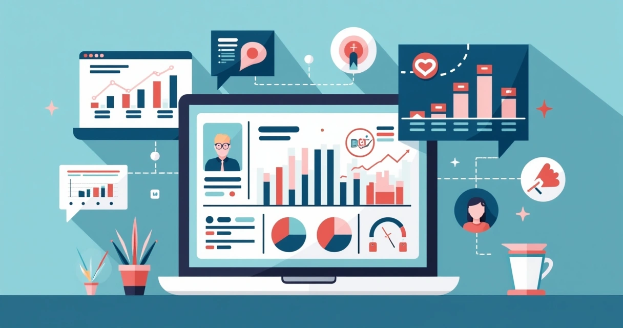 Computador mostrando painel de microtargeting eleitoral com grupos segmentados