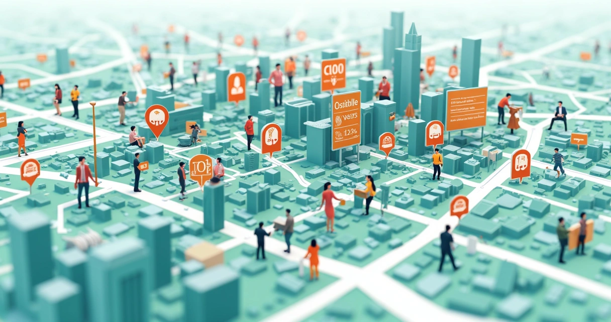 Mapa digital mostrando bairros com diferentes cores conforme engajamento eleitoral 