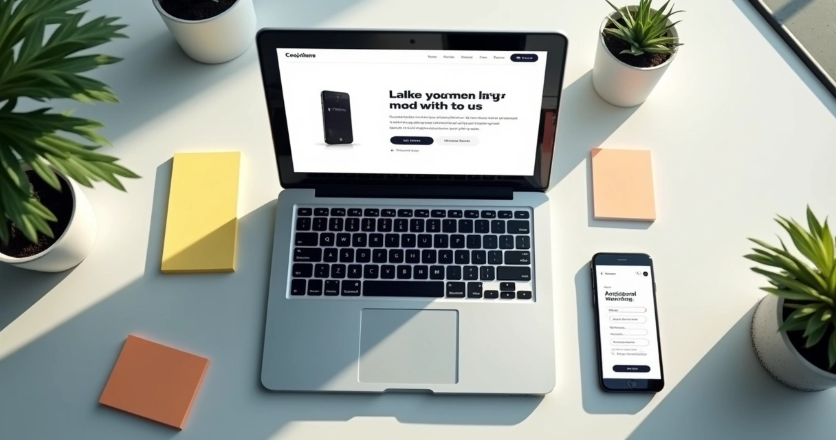 Landing page simples em notebook, mostrando simulação de venda 