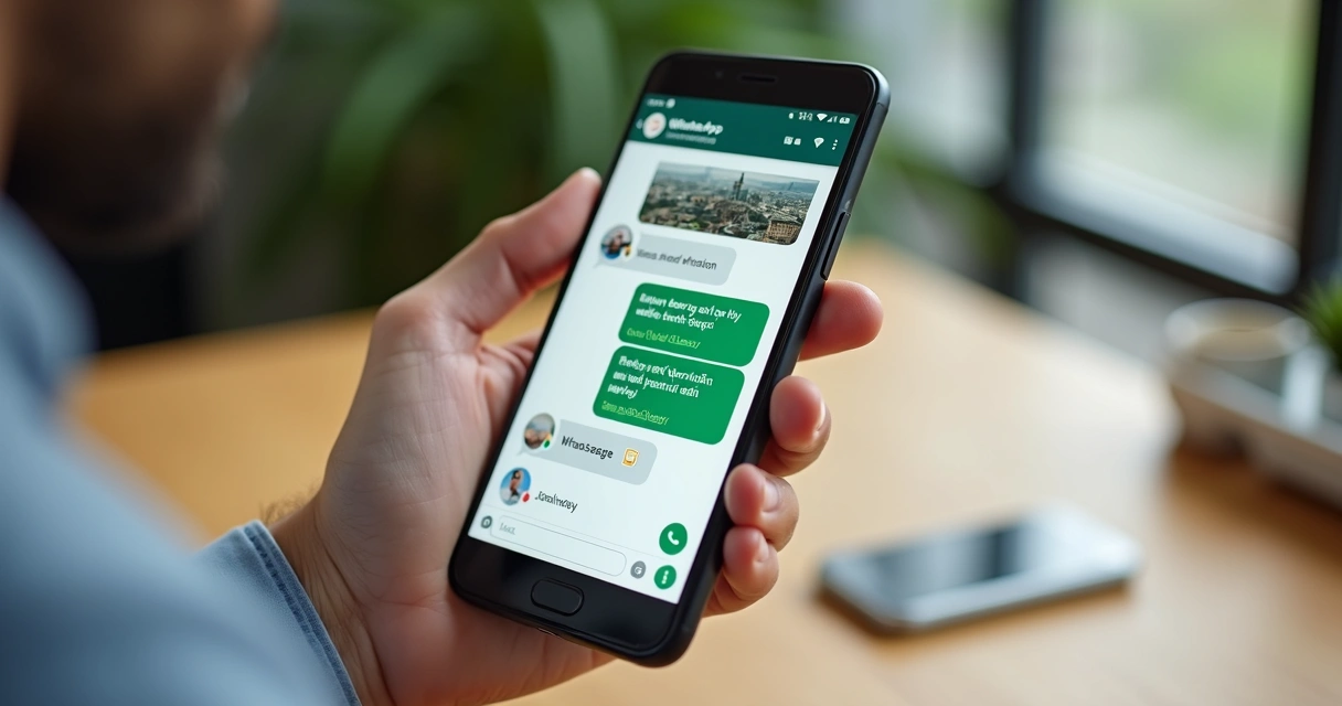 Tela de smartphone mostrando chat do WhatsApp enviando imagem e PDF 