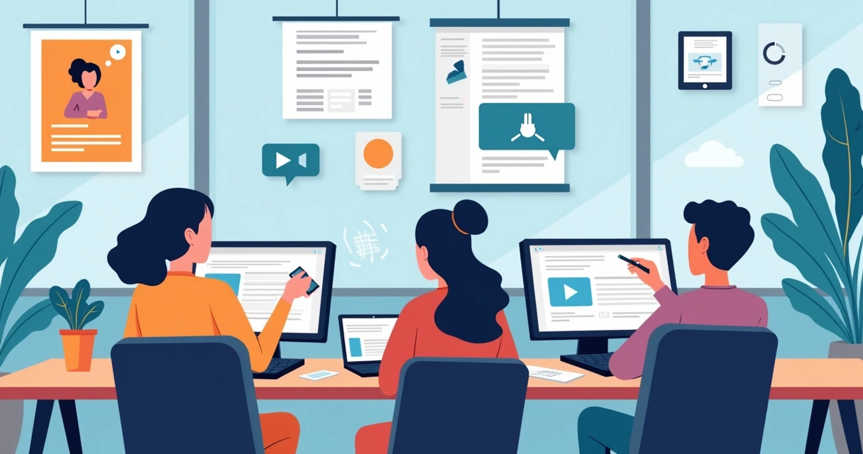 Equipe produzindo conteúdo para campanha em mídias digitais 