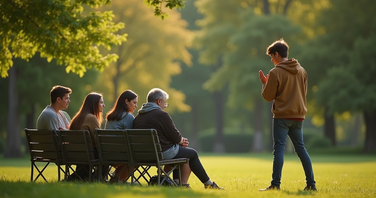 Grupo social ignorando a una persona de pie 