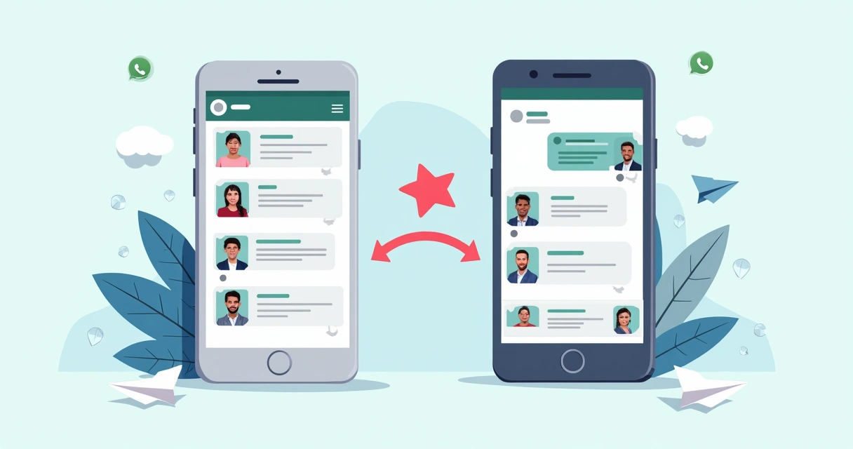 Tela de migração de contatos no WhatsApp com pessoas transferindo para outro grupo