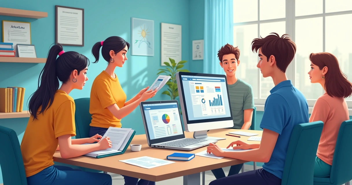 Equipe migrando dados educacionais para plataforma online 