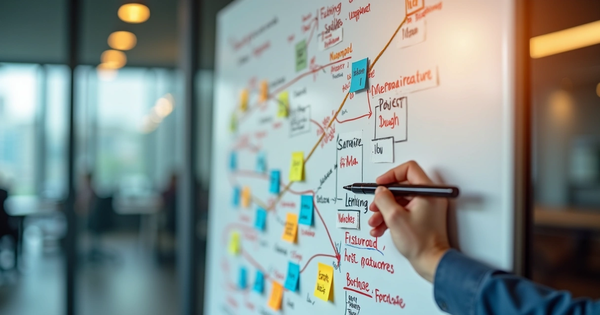 Milestone project timeline with tasks, phases, and deadlines marked 