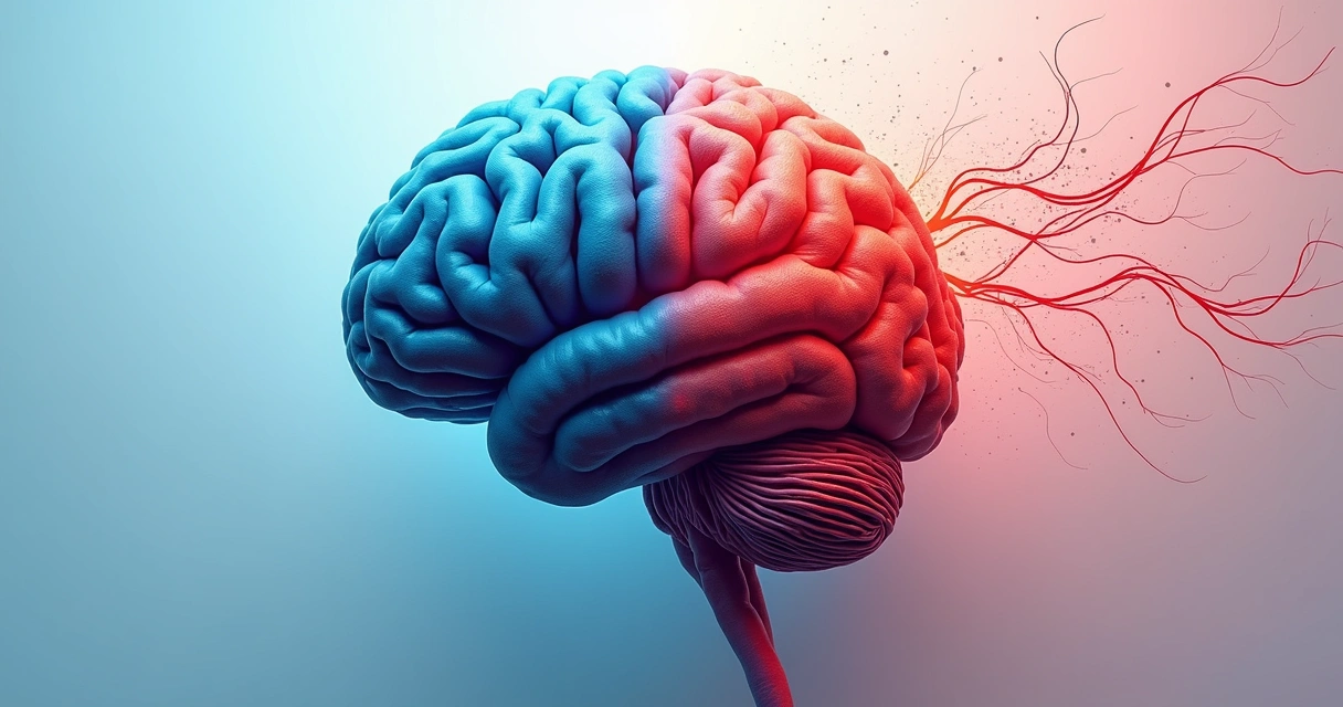 Abstract brain pathways diagram with colored lines showing old and new connections