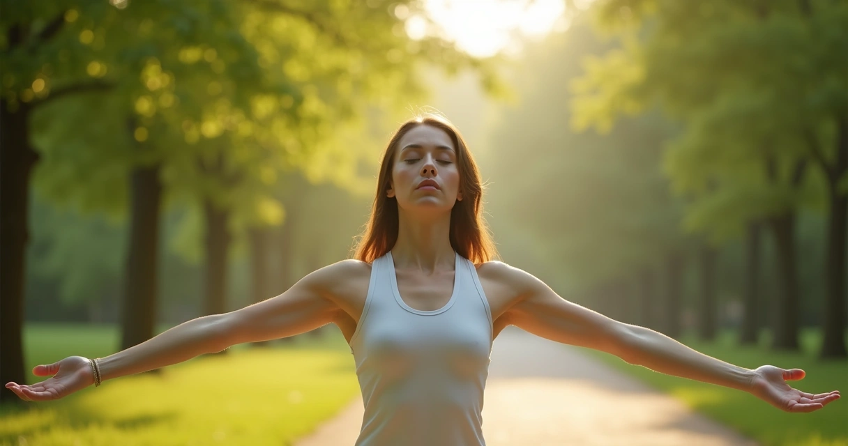 Person practicing mindful movement outdoors 
