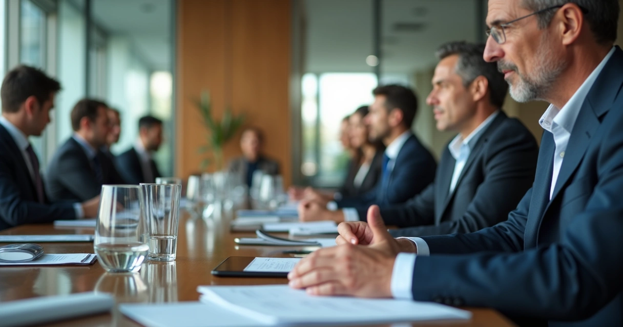 Board leader listening attentively during a calm discussion 
