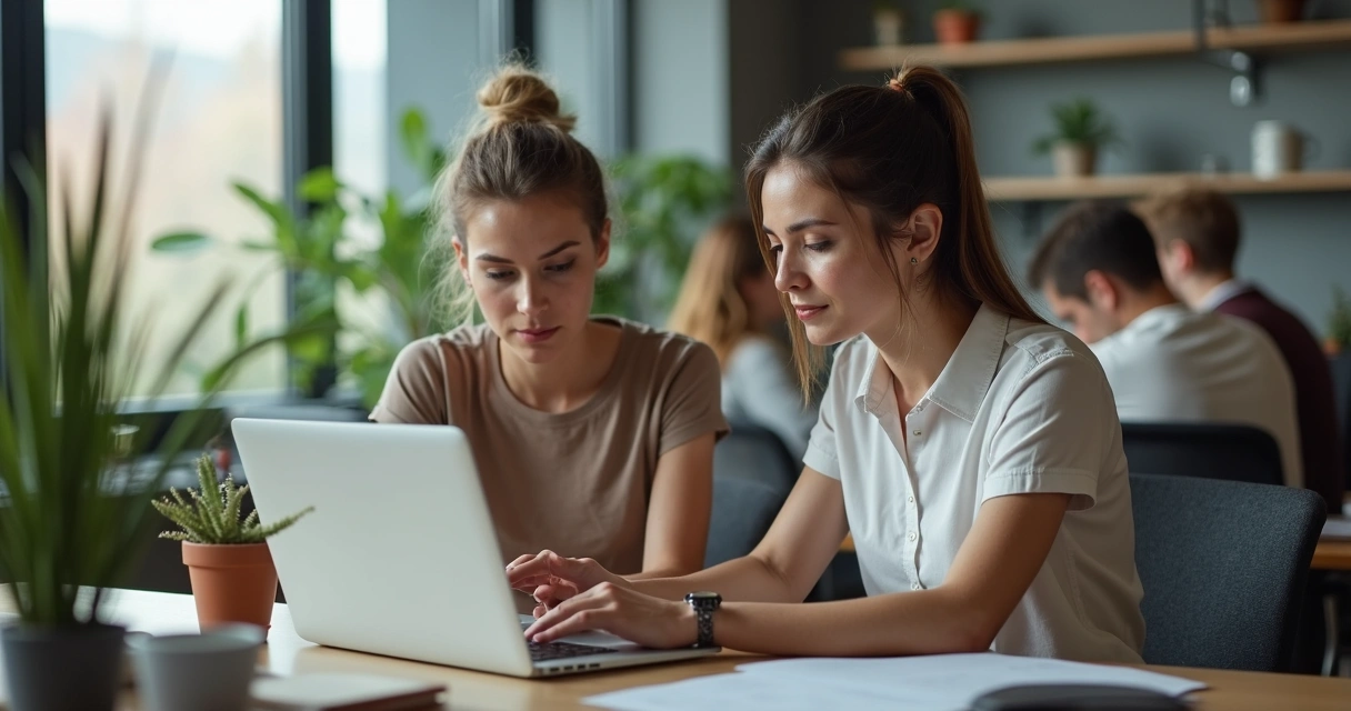 Leader mentoring a team member in a peaceful office 