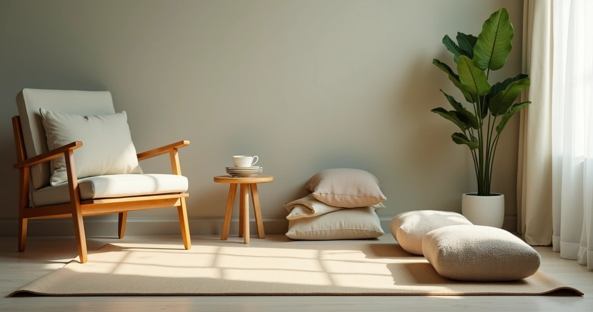 Quiet home space prepared for meditation during chronic pain