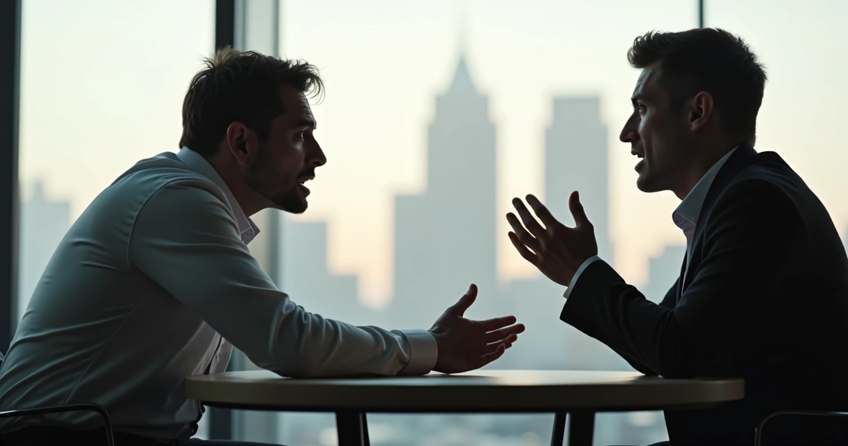 Person pausing to reflect during a heated conversation