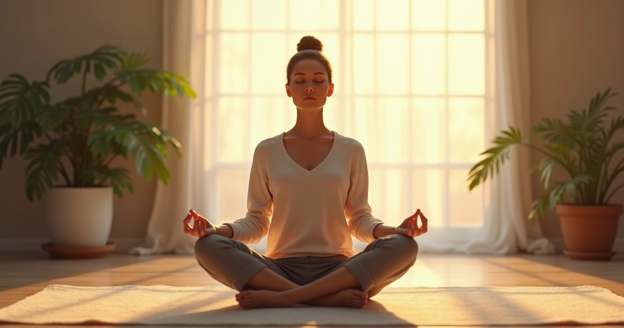 Pessoa sentada em ambiente calmo praticando mindfulness 
