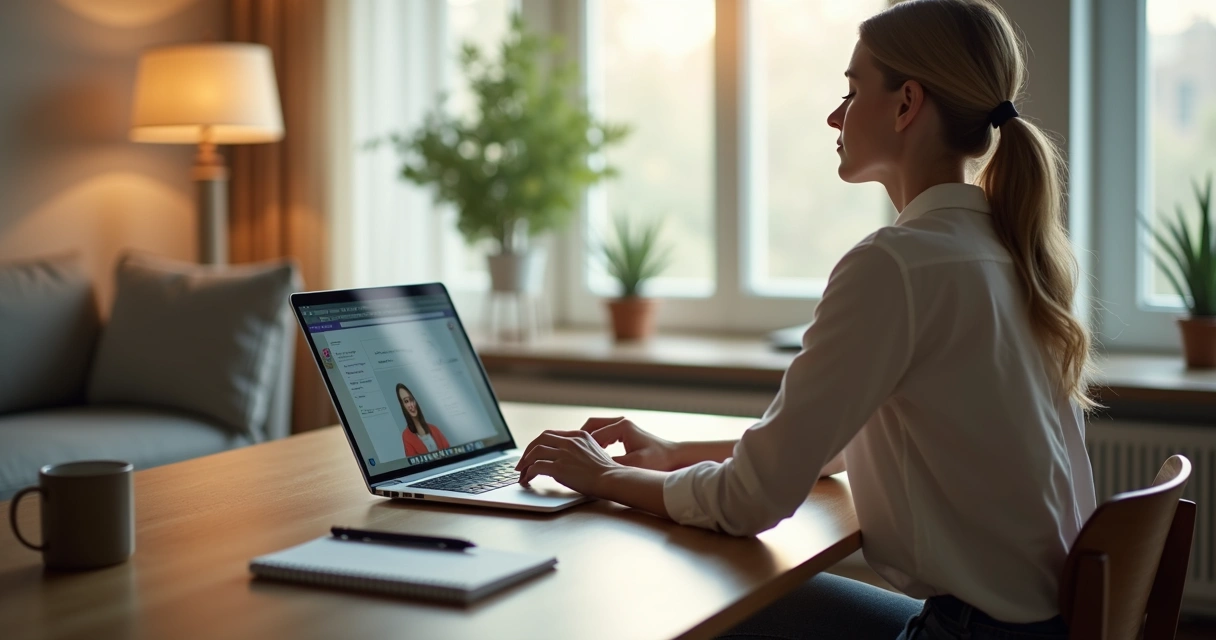 Persona trabajando en remoto practicando mindfulness frente al ordenador 