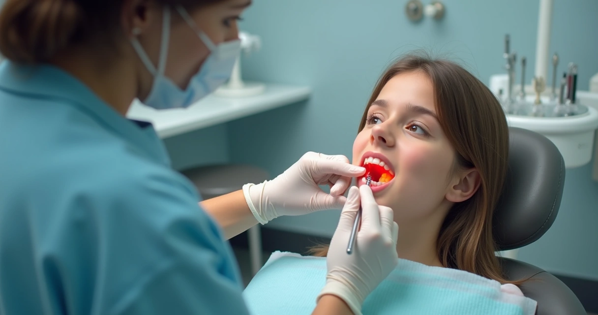 Dentista instala mini implante dentário em paciente adolescente 