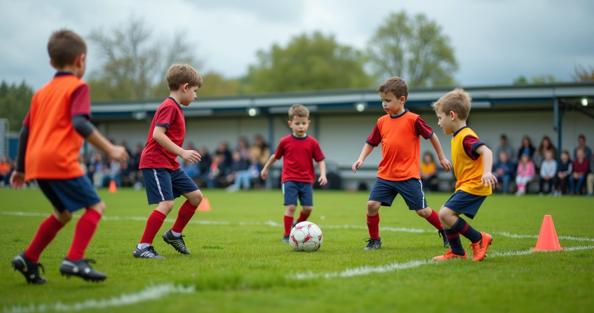 Garotos jogando futebol em espaço reduzido 