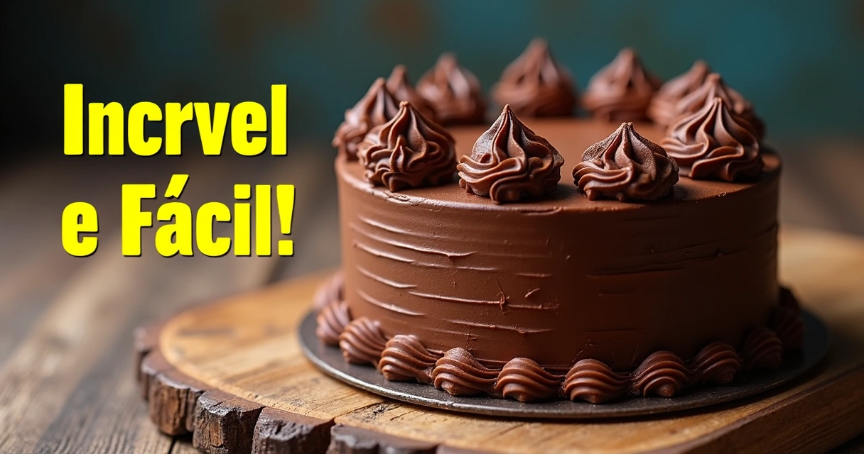 Miniatura de vídeo com bolo de chocolate decorado e texto curto 