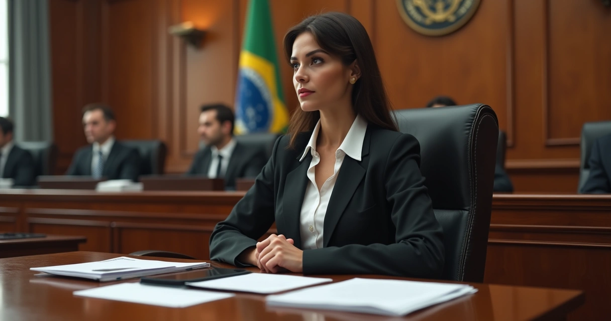 Marluce Caldas em sessão no STJ, sentada à bancada dos ministros 