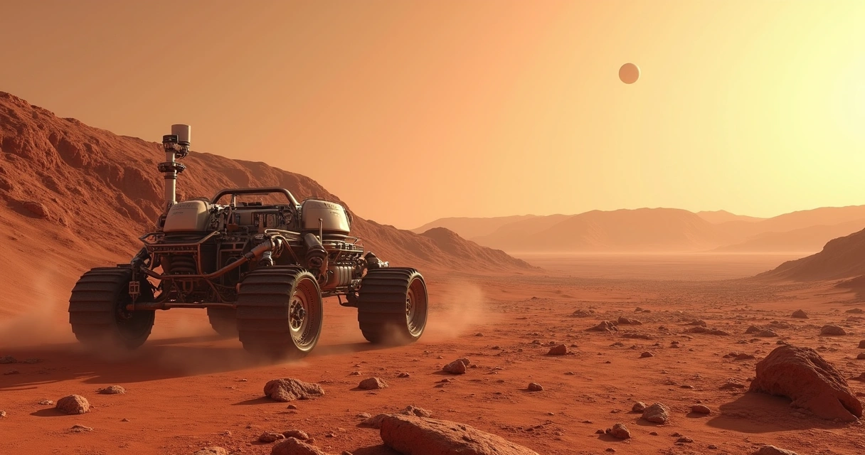 Rover em Aeolis Dorsa, analisando sedimentos marcianos 