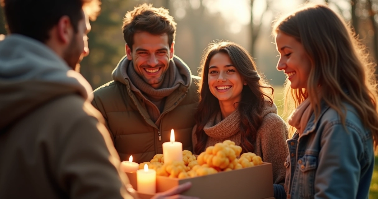 Família doando alimentos em ação comunitária Advento