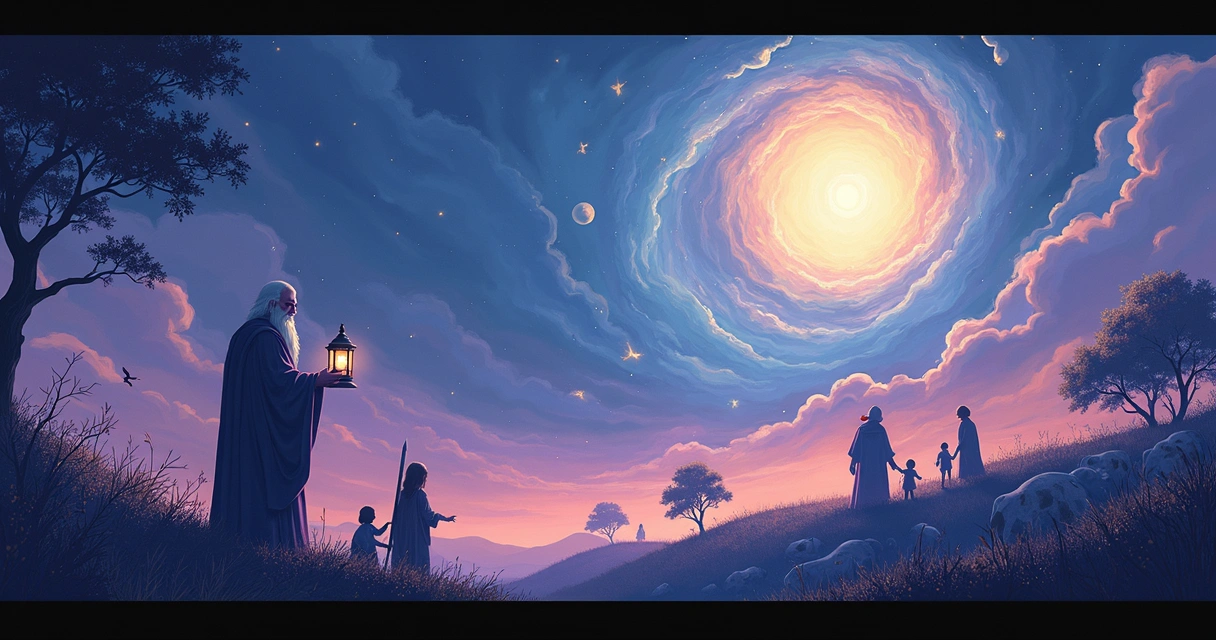 Símbolos de mitos e arquétipos em uma cena de sonhos