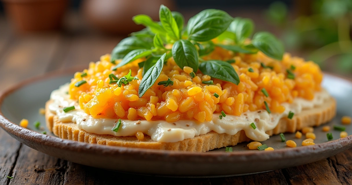 Pó de proteínas vegetais em colheres de madeira e grãos de ervilha e soja ao redor 