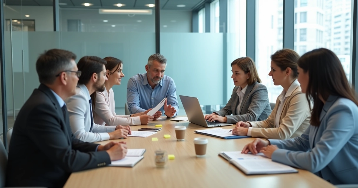Multi-generational team in a meeting room