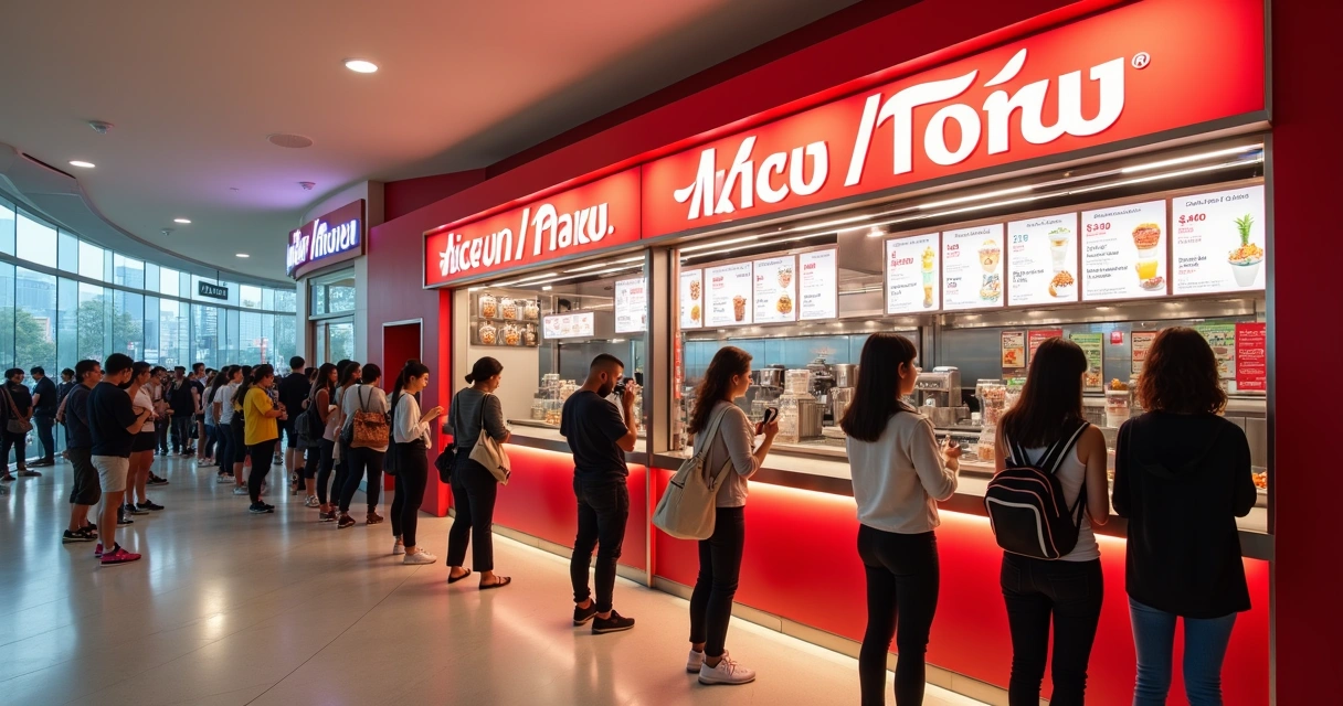 Loja da Mixue lotada na Avenida Paulista com jovens na fila para sorvete barato 