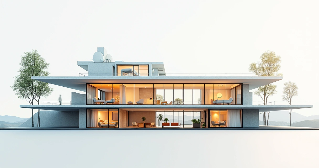 Diagrama detalhado representando arquitetura limpa para desenvolvimento mobile com camadas distintas e ícones tecnológicos modernos 