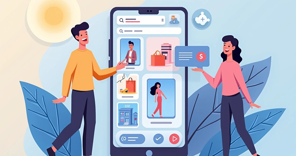 Tela de loja virtual exibida em smartphone, com navegação simples e botões grandes 
