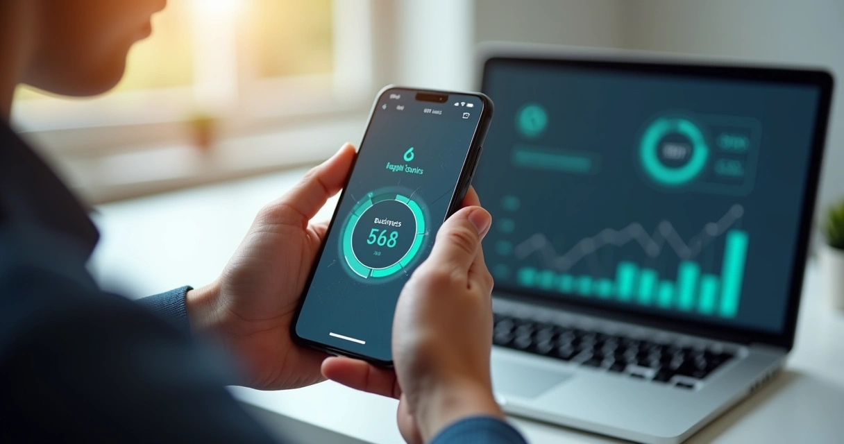 Pessoa usando smartphone com site empresarial abrindo rápido na tela 