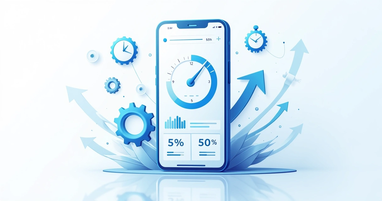 Mobile performance dashboard showing loading speed statistics 
