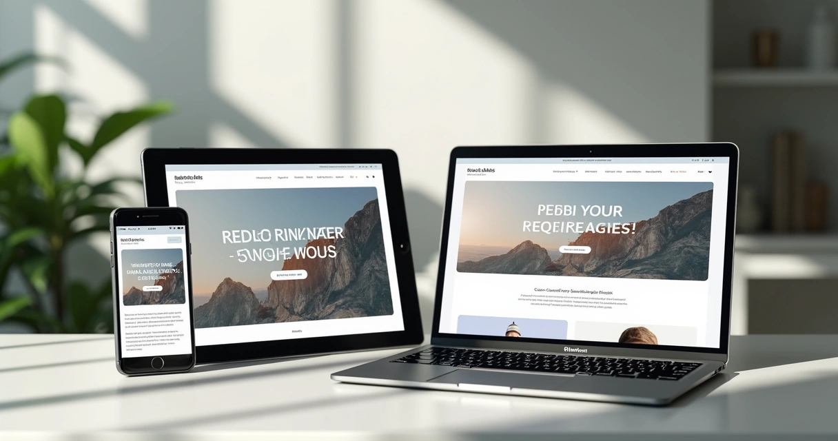 Responsive website shown on a phone, tablet, and laptop 