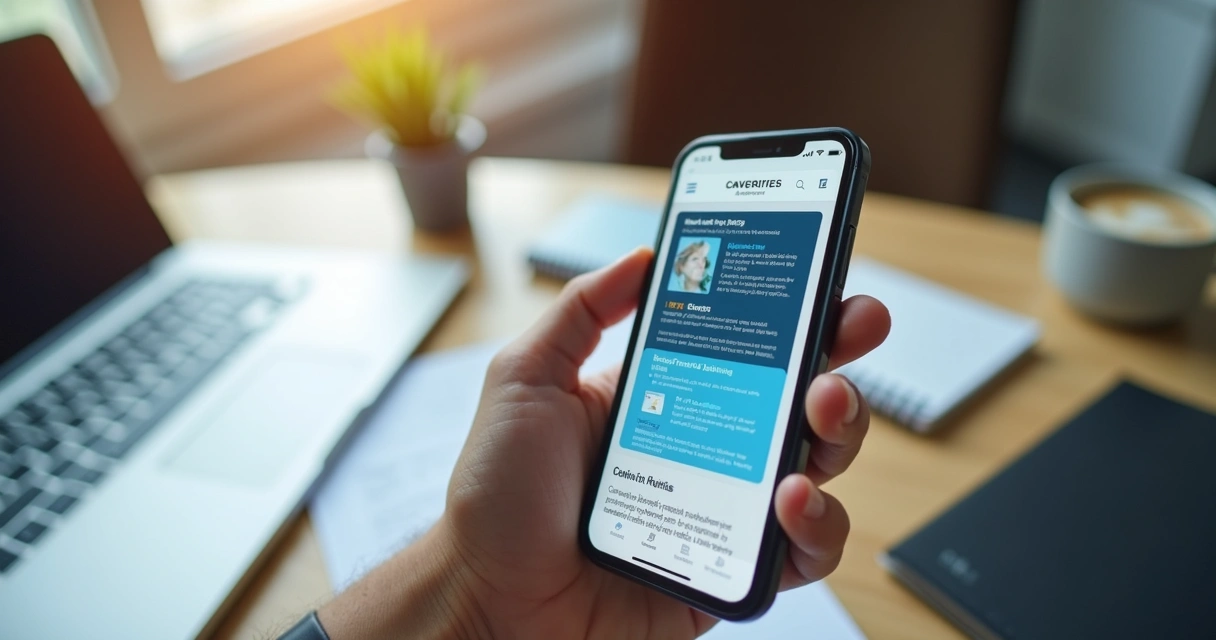 Pessoa navegando em site responsivo pelo celular