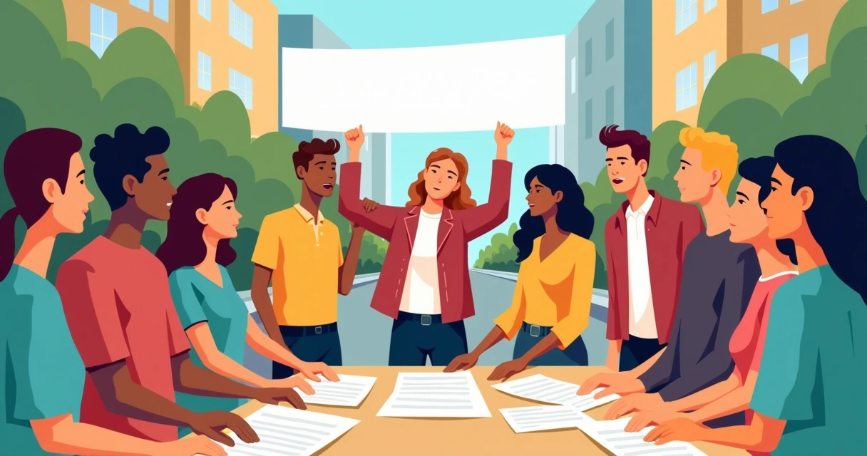 Pessoas engajadas em ação comunitária política