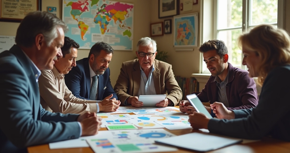 Grupo de lideranças reunido organizando atividades comunitárias 