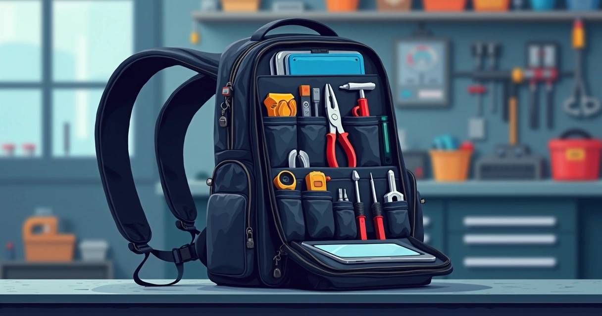 Mochila de técnico com divisórias para ferramentas
