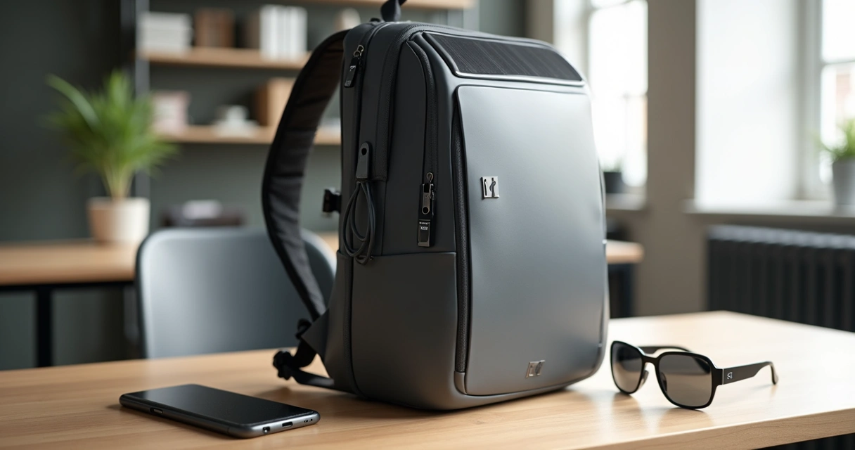 Mochila tecnológica com painel solar e carregador USB