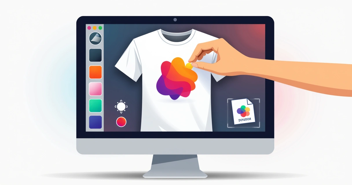 Mockup digital mostrando arte sendo posicionada em uma camiseta branca para personalização 