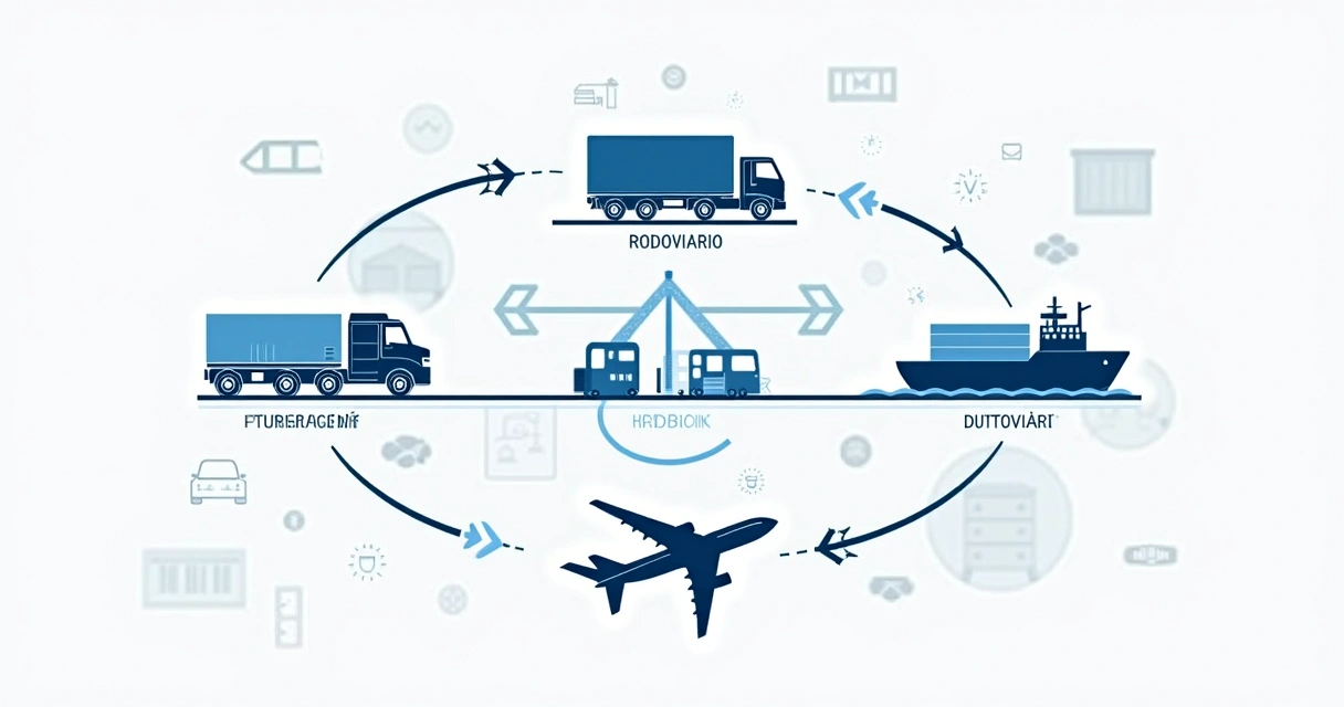 Representação visual dos principais modais de transporte logístico