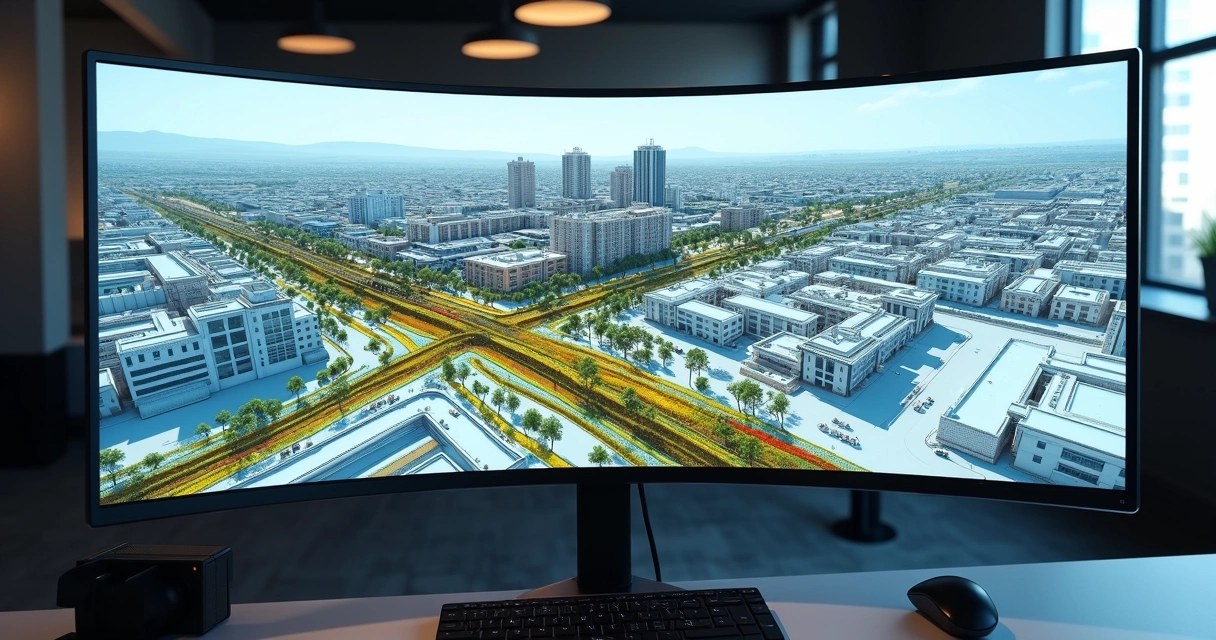 Projeto BIM mostrando integrações de levantamento topográfico 