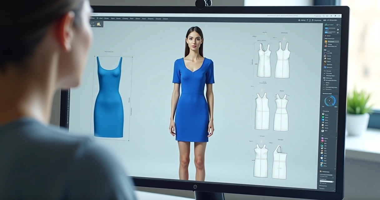 Modelagem digital em avatar 3D simulando roupa 