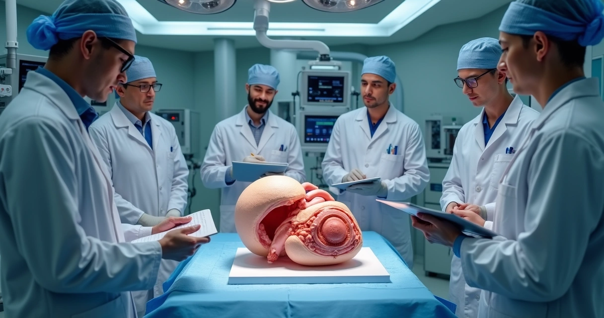 Modelo anatômico impresso em 3D usado em planejamento cirúrgico. 