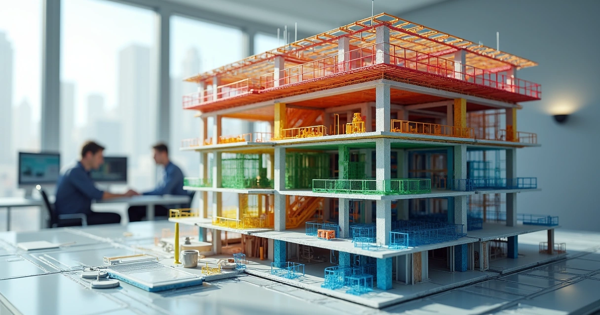 Exemplo de modelo 3D criado com BIM para construção civil 