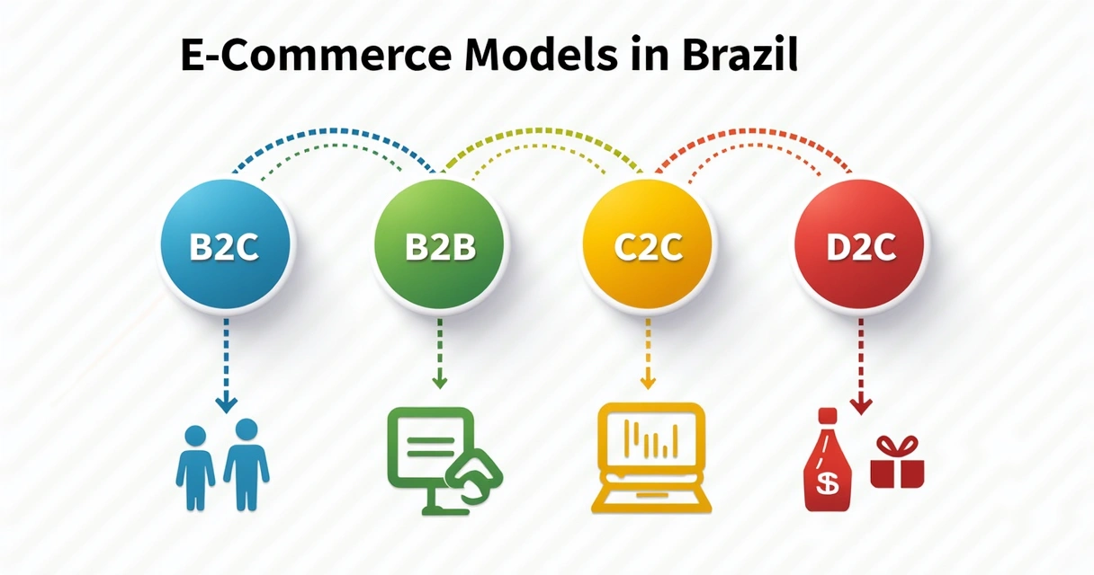 Infográfico de tipos de e-commerce no Brasil 